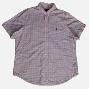 Ralph Lauren Shirt Men's XL Pink Gingham Button Down Preppy Flesh Pony S/S